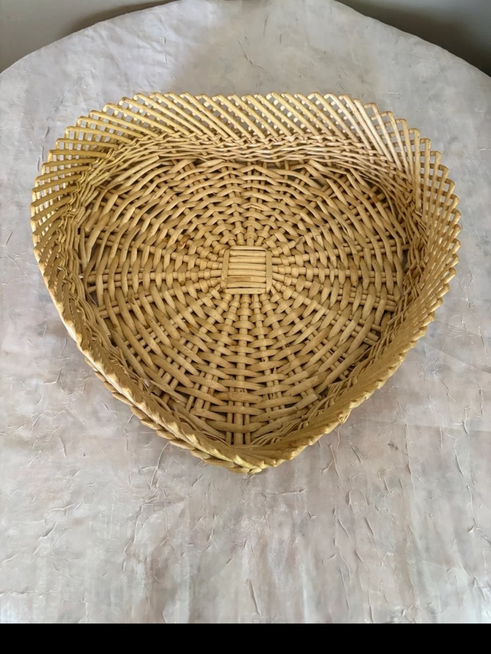 Handwoven Heart-Shaped Wicker Basket - Natural